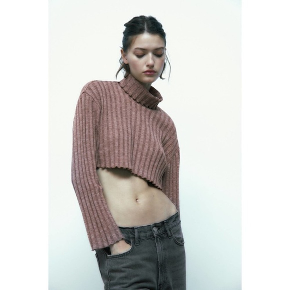 ZARA ribbed cropped top long sleeves 1131/301